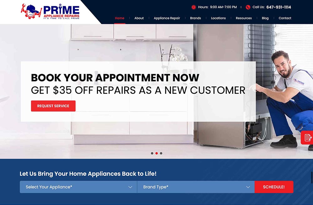 Appliance Repair Web Design